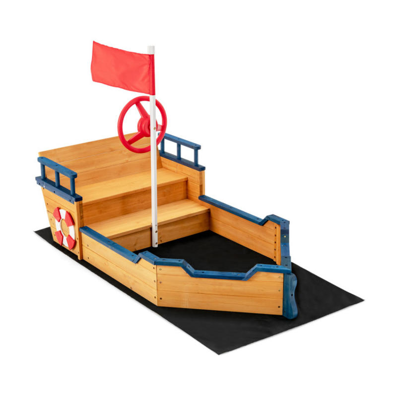 Kids Pirate Boat Wooden Sandbo - Kids Outdoor Wooden Playset recensione e prezzo