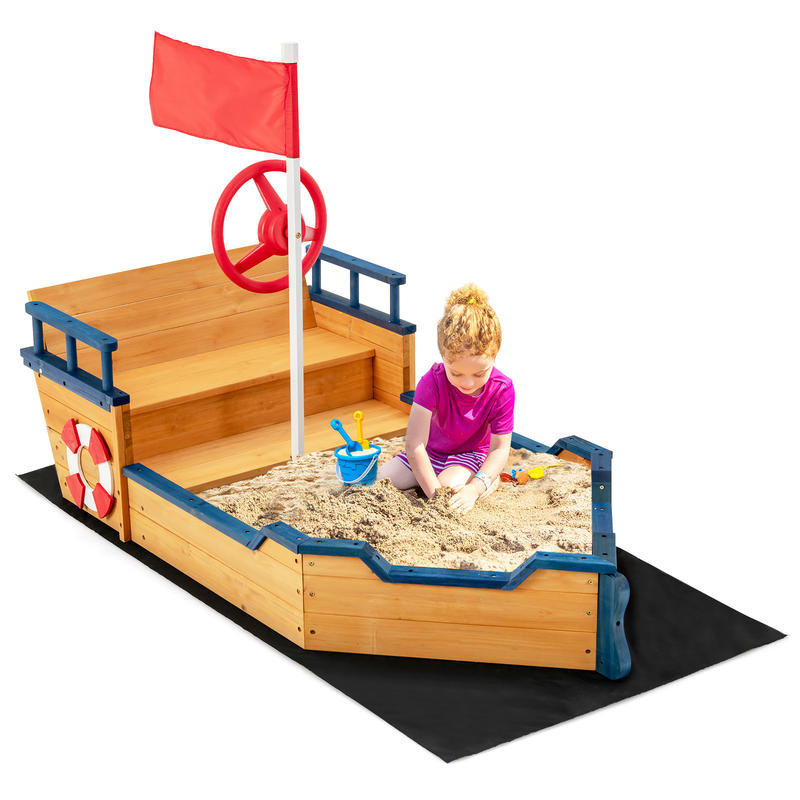 Kids Pirate Boat Wooden Sandbo - Kids Outdoor Wooden Playset recensione e prezzo