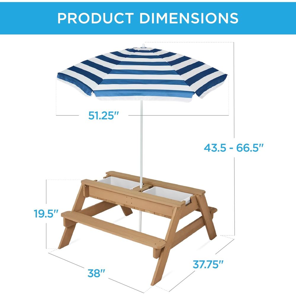 Kids Picnic Table with Umbrell - Kids Outdoor Umbrella For Table recensione e prezzo
